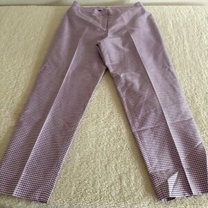 Liz Claiborne Tabitha Pants Women's 12 Lavender Gigham Picnic Silk Tapered Leg‎